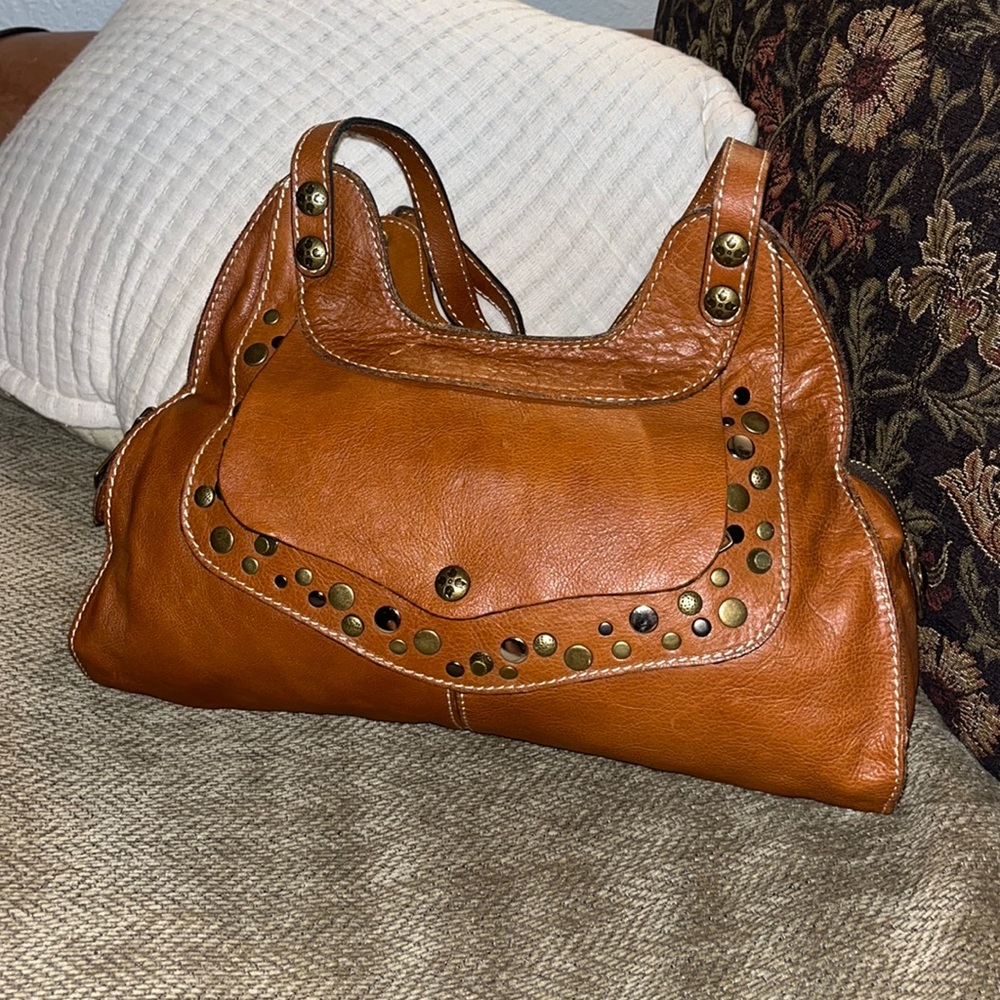 "Patricia Nash" Tan Italian
Leather Studded Ergo
Satchel NWT